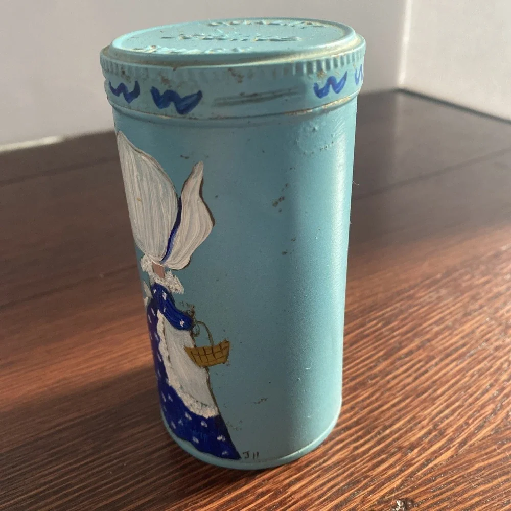 Vintage Tobacco Helme Quality Snuff  Tin Can Jars Painted‎ Holly Hobbie Blue-